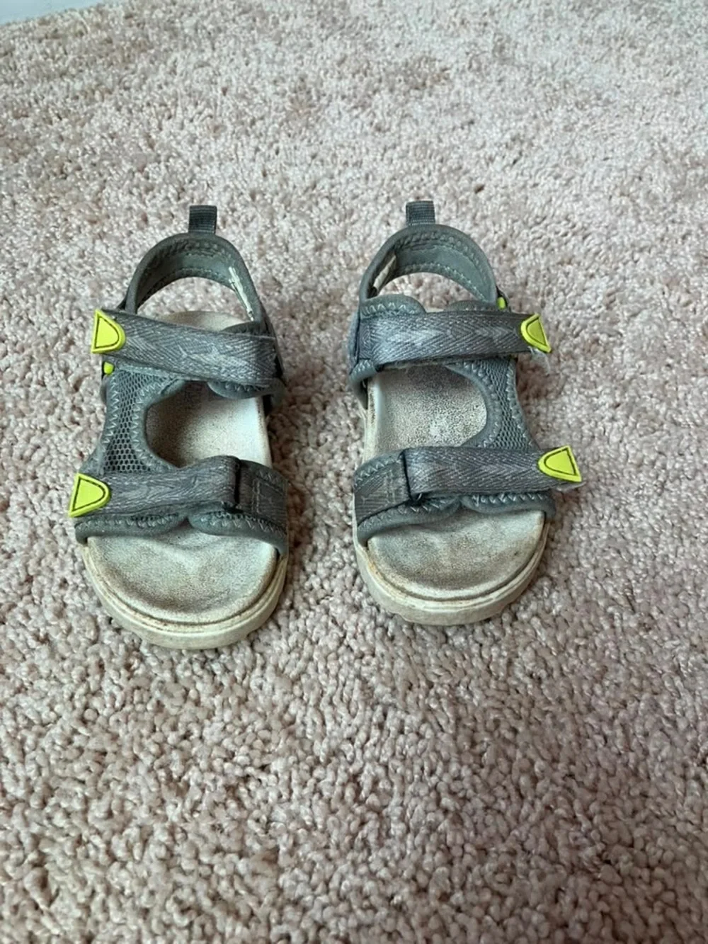 FREE W/ ANY PURCHASECarter's Gray Kids Open-Toe Sandals with Neon Yellow Accents